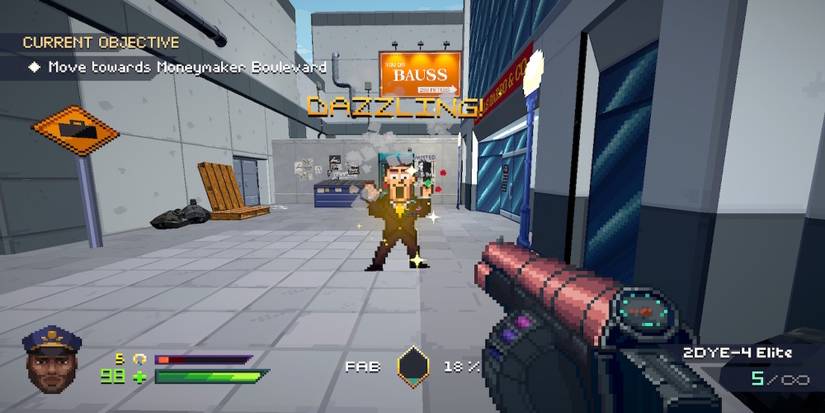 Fighting enemies in Fashion Police Squad