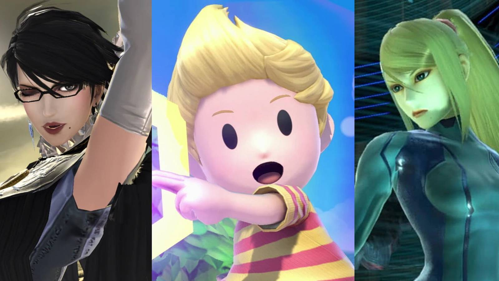 Bayonetta in Smash Ultimate; Lucas in Smash Ultimate; Zero Suit Samus in Smash Ultimate