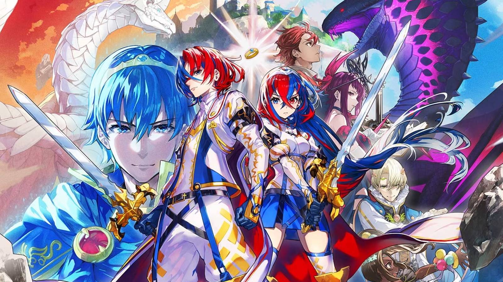 the cast with the male and female protagonist front and center