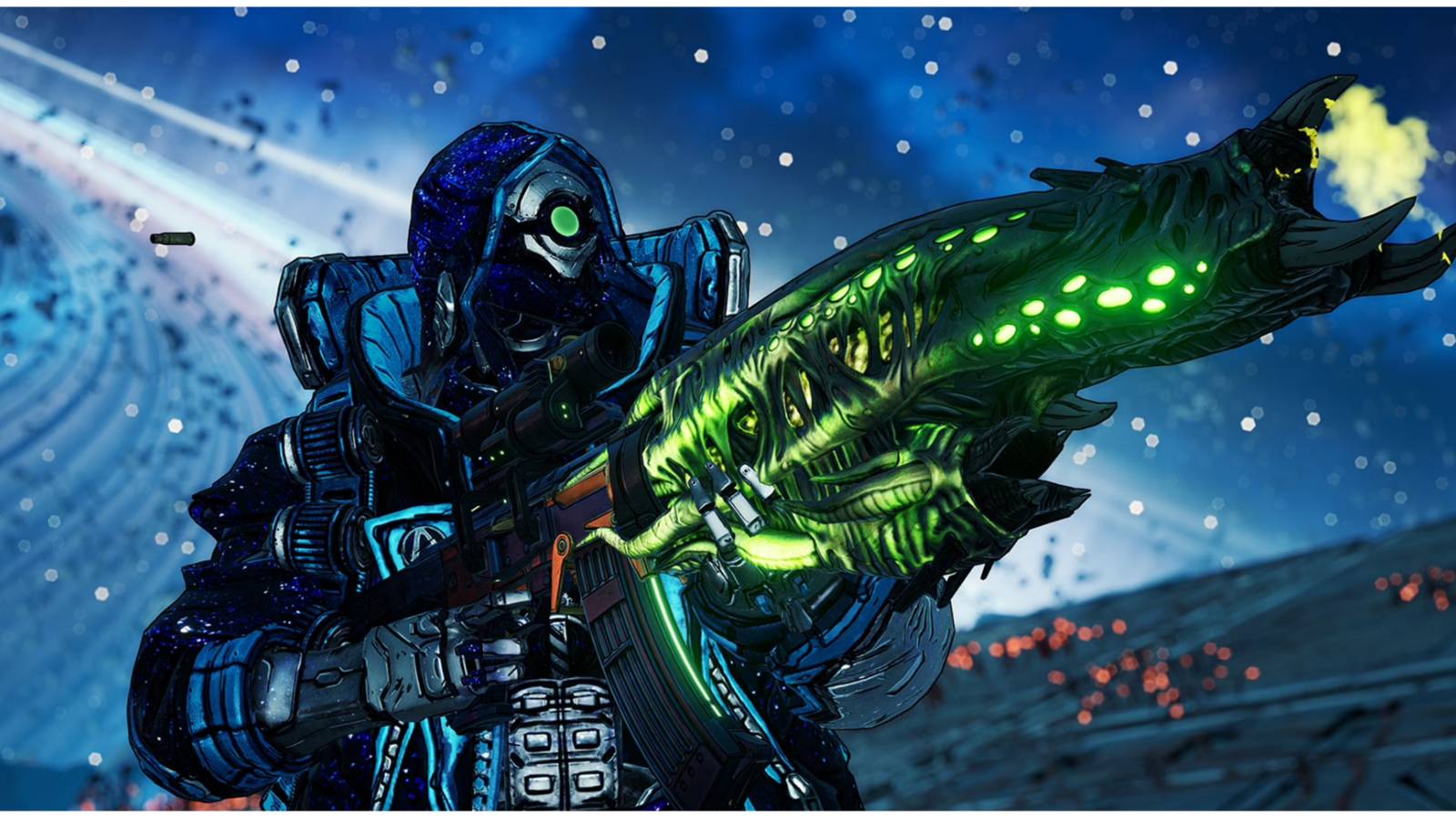 FL4K holding a demon gun