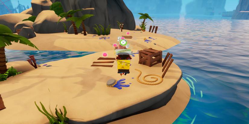 Flying on a pizza box in SpongeBob SquarePants The Cosmic Shake