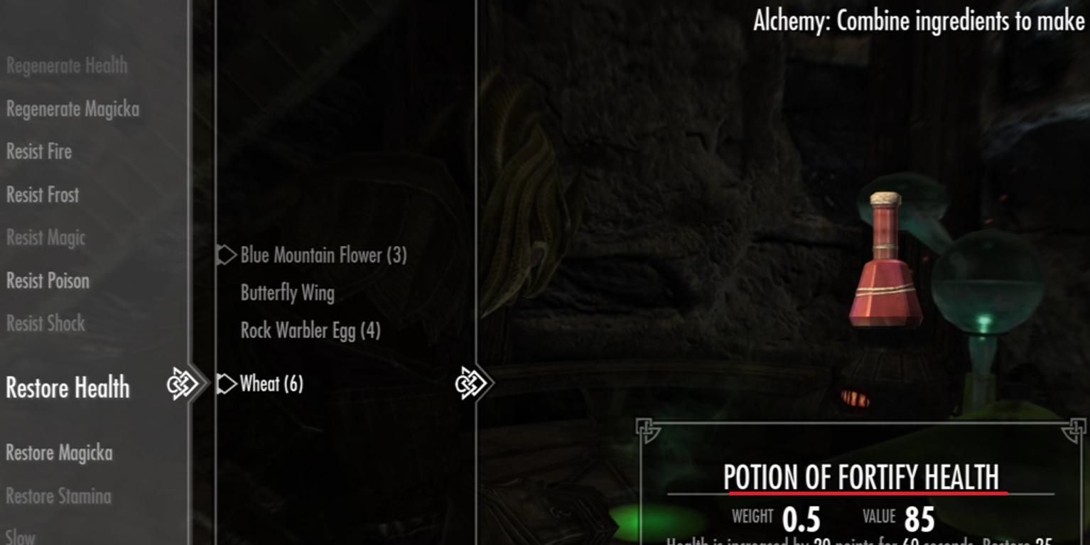 Fortify Health potion in Skyrim