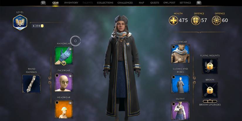 gear section in hogwarts legacy