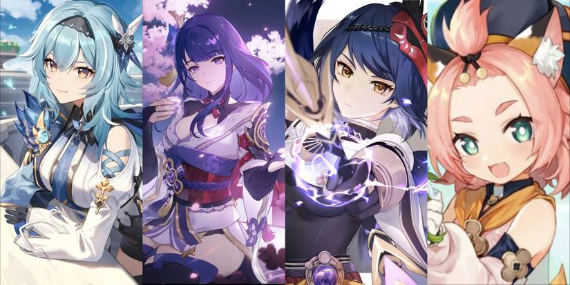 Genshin Impact Eula + Raiden + Sara + Diona