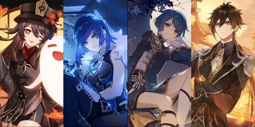 Genshin Impact Hu Tao + Yelan + Xingqiu + Zhongli