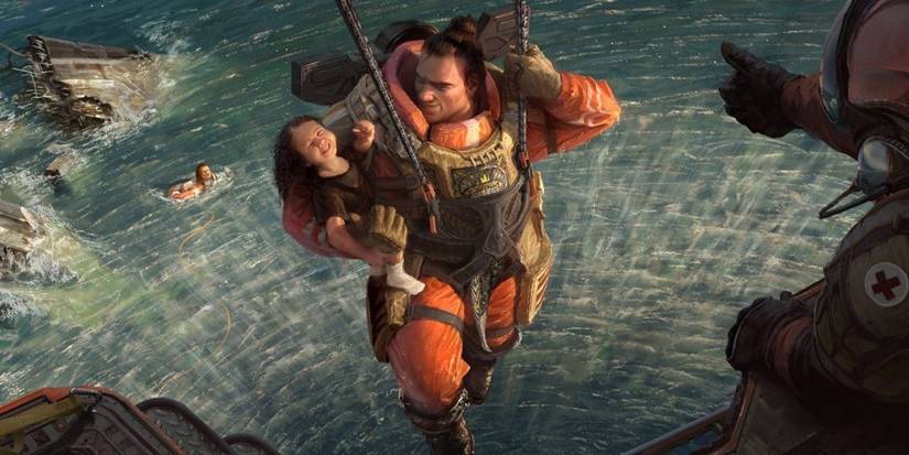 Gibraltar rescuing girl art