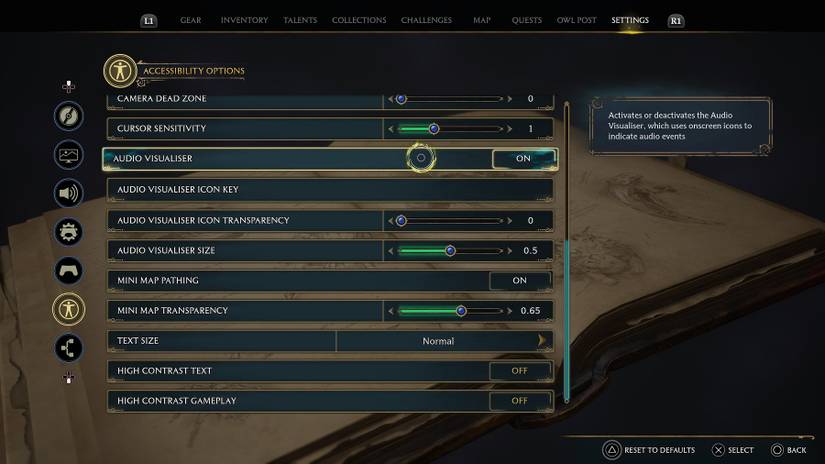 hogwarts legacy audio visualizer