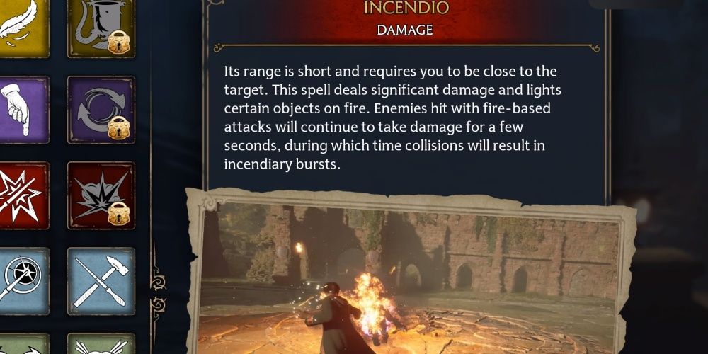 hogwarts legacy incendio damage spell