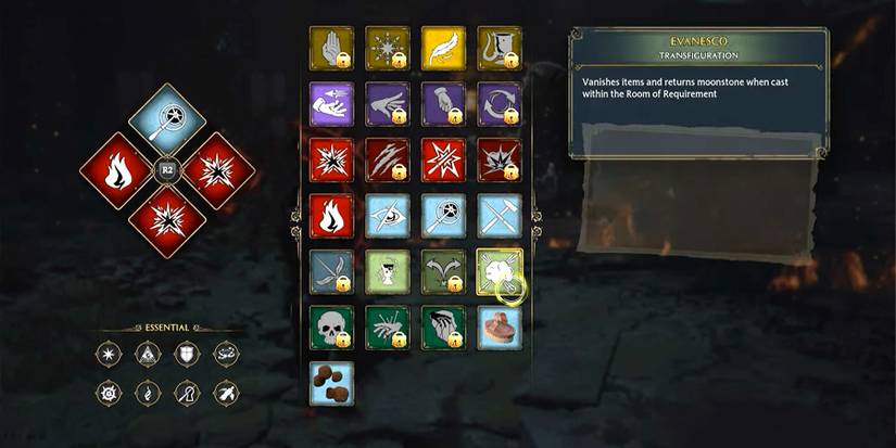 hogwarts legacy spells menu