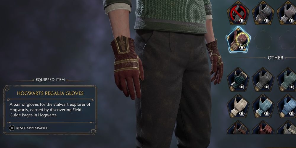 hogwarts regalia gloves in hogwarts legacy