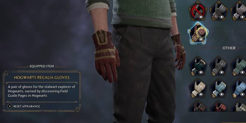 hogwarts regalia gloves in hogwarts legacy
