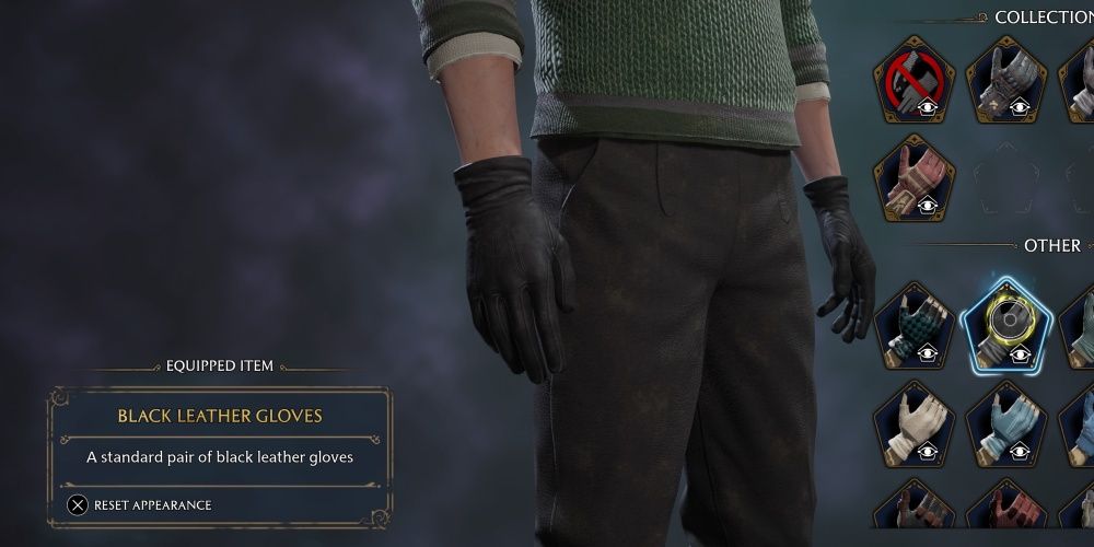 black leather gloves in hogwarts legacy