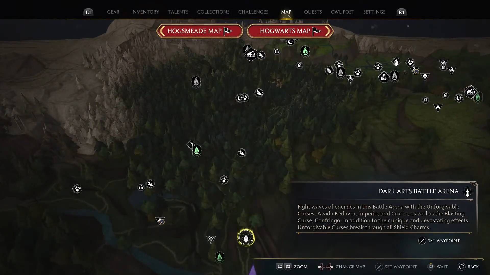 Hogwarts Legacy_Dark Arts Arena Map