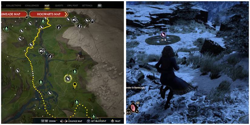 hogwarts valley merlin trial 1 location in hogwarts legacy