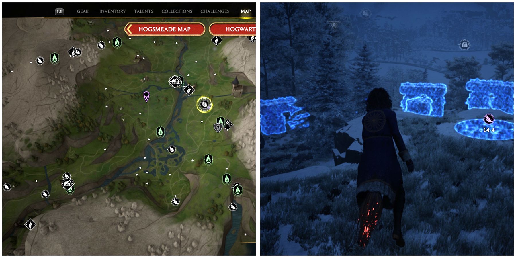 hogwarts valley merlin trial 15 location in hogwarts legacy