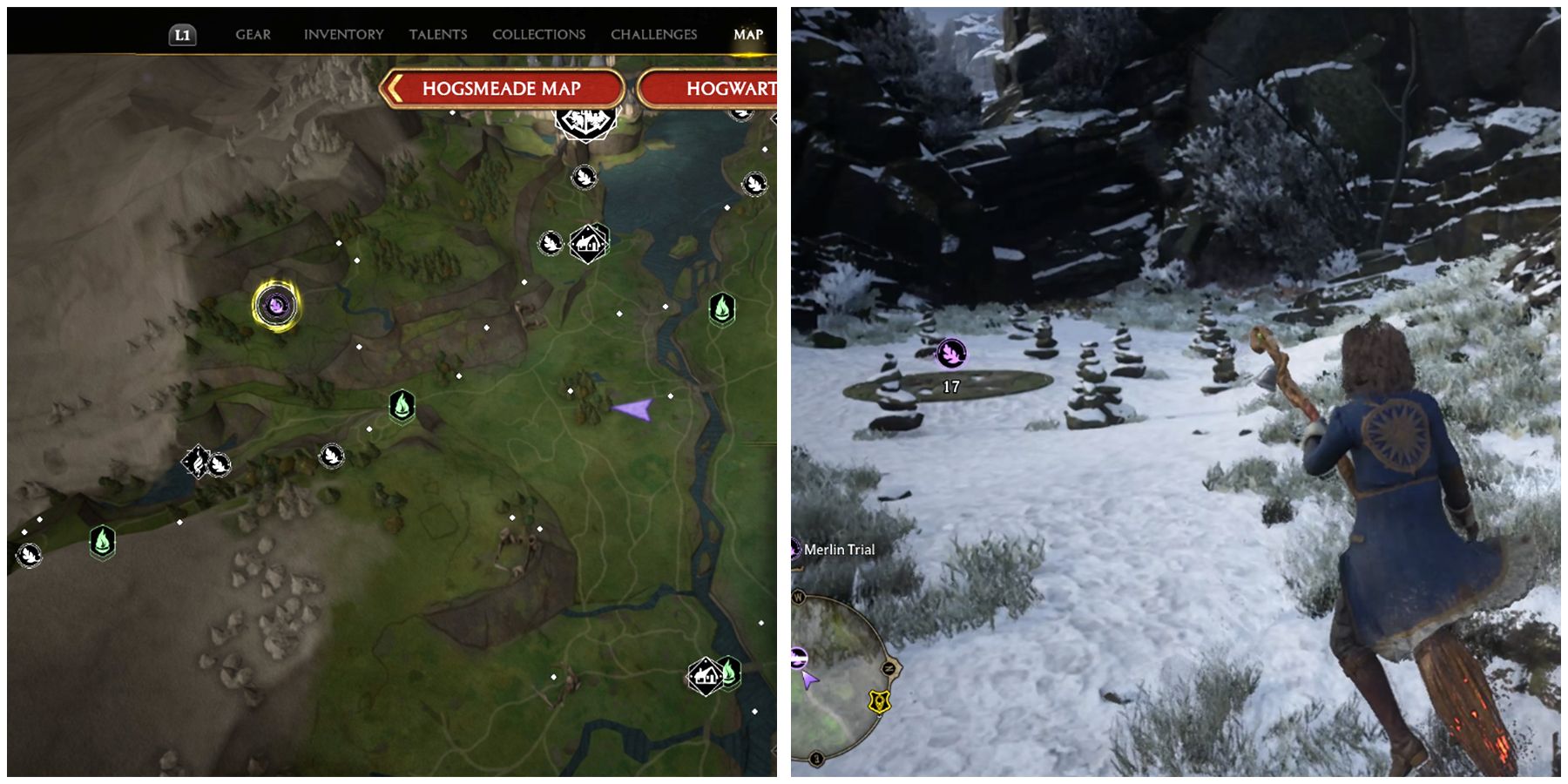 hogwarts valley merlin trial 9 location in hogwarts legacy