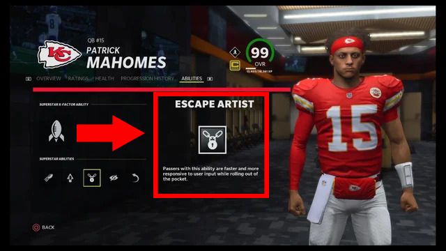 image showing the escape artist x factor in madden nfl 23. 