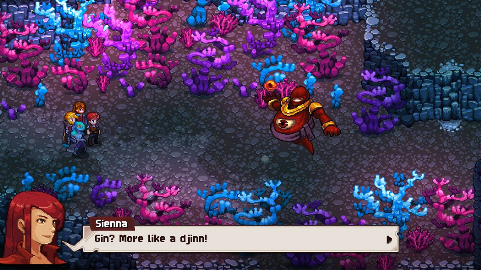 image showing the ginn djinn boss fight in chained echoes.