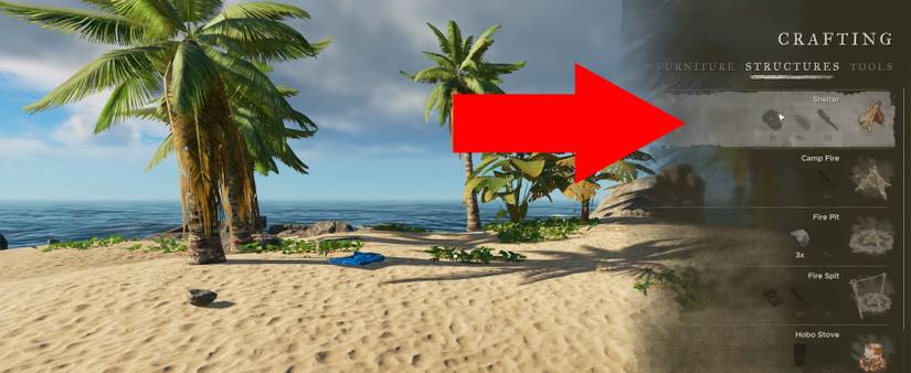 image showing how to craft the shelter in stranded deep.