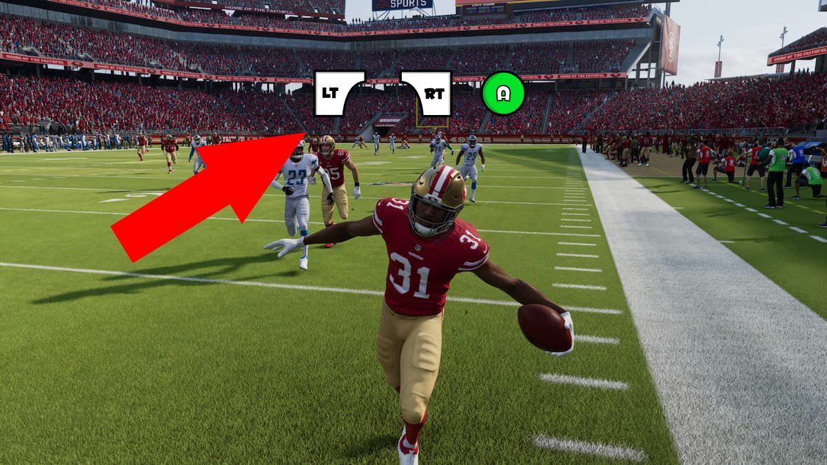 image showing how to do a celebration run in madden nfl 23.