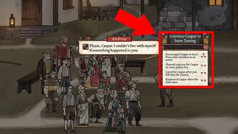 image showing how to save caspar in pentiment. 