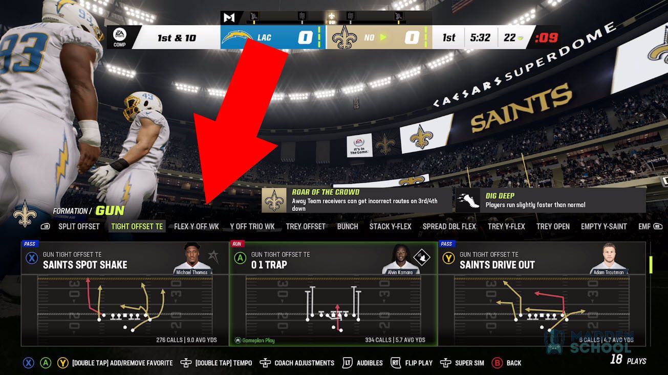 image showing the formations in madden nfl 23. 