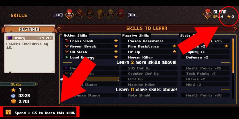 image showing how to spend grimoire shards in chained echoes.