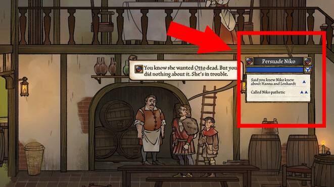 image showing how to persuade niko in pentiment.