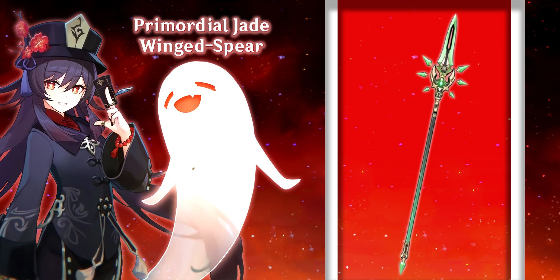 hu tao using primordial jade winged spear in genshin impact