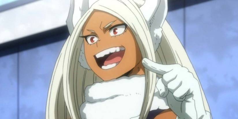 Mirko making a speech after being named Japan's No.5 Pro Hero in My hero Academia