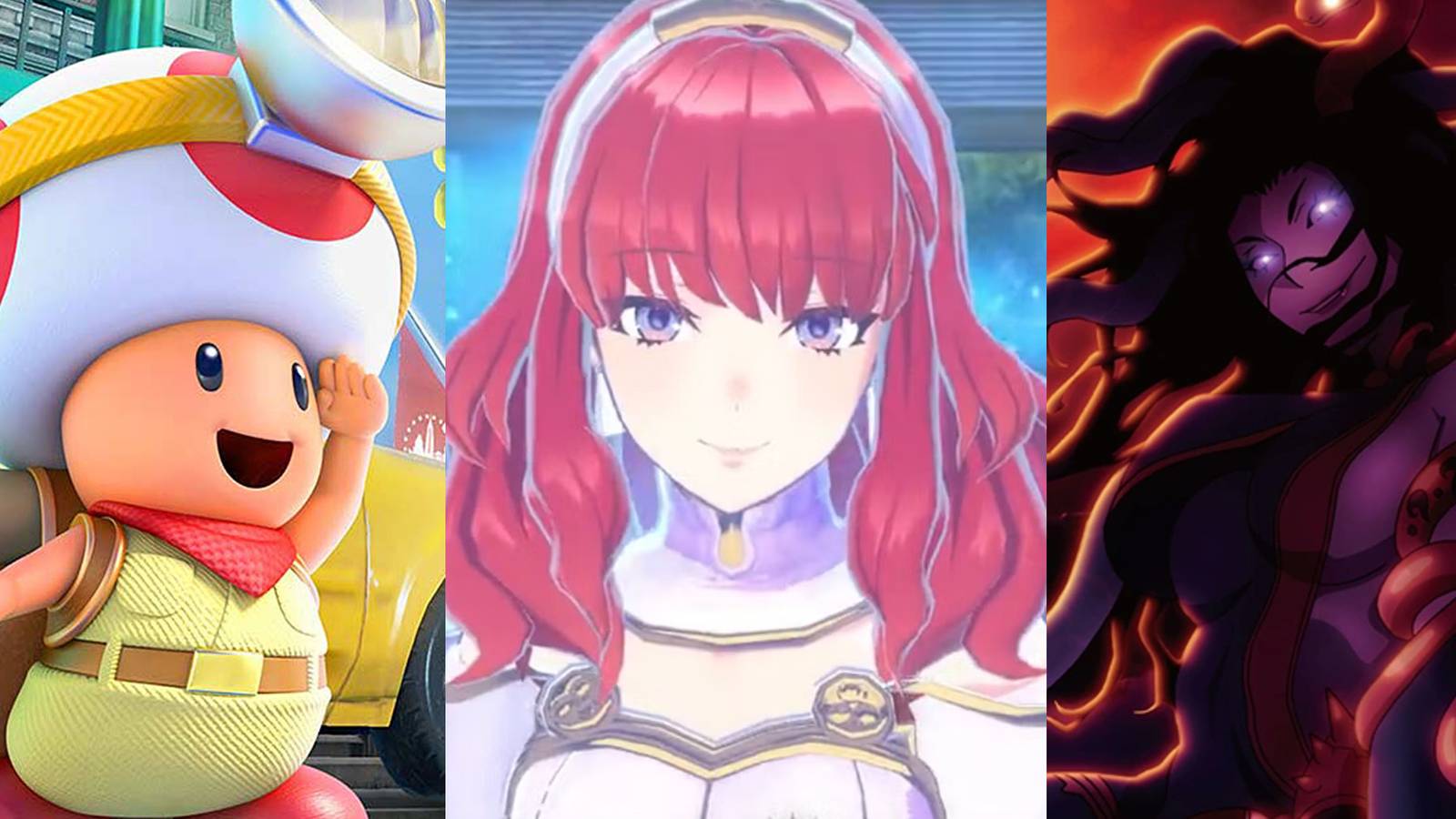Captain Toad in a city; Celica as an Emblem Ring; Medusa in an animated short