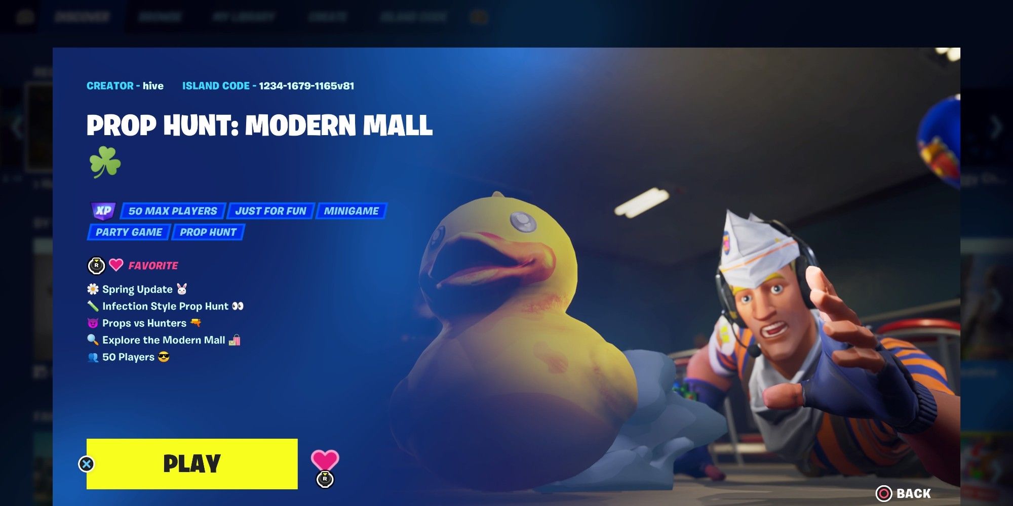 the prop hunt modern mall map in fortnite