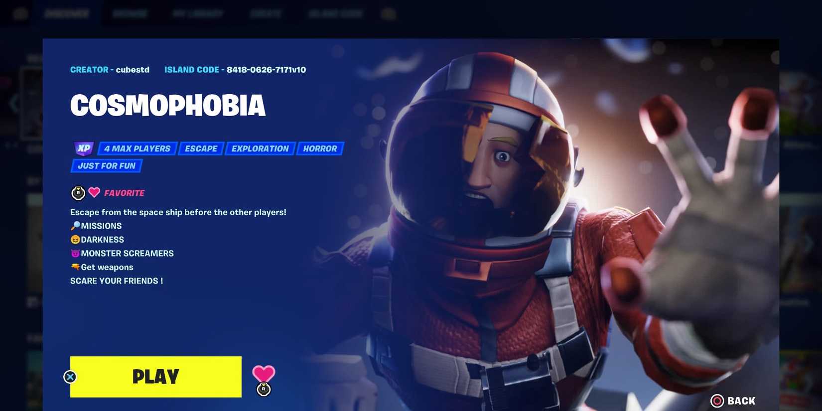 the cosmophobia map in fortnite