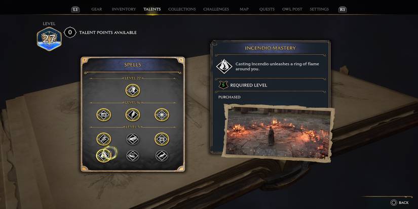 Incendio Mastery Talent in Hogwarts Legacy