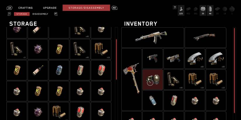 A player looking at their Inventory and storage in Atomic Heart