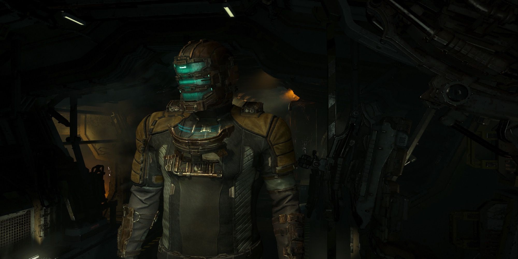 Isaac with his helmet on in the Dead Space remake