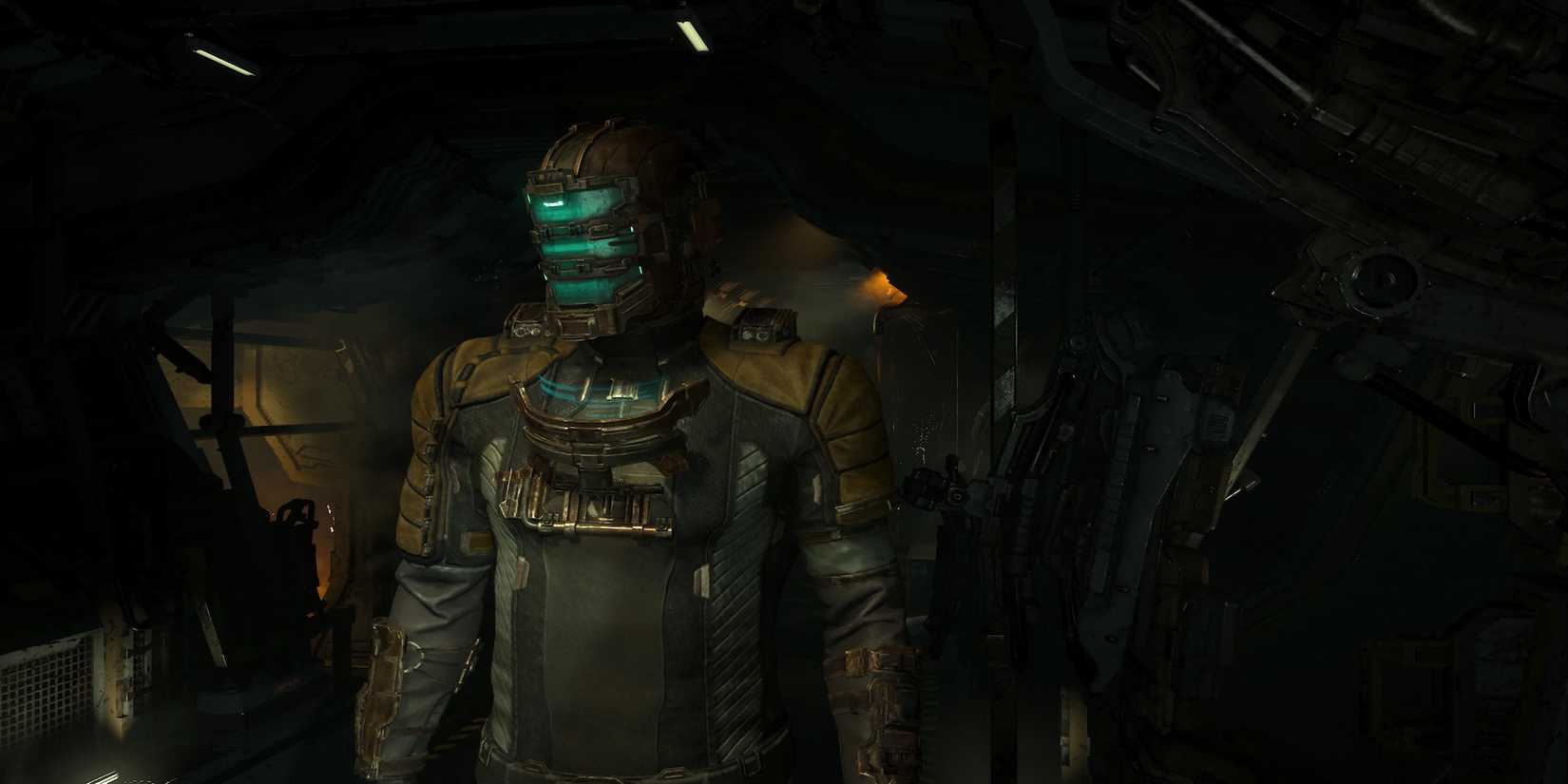 Isaac with his helmet on in the Dead Space remake