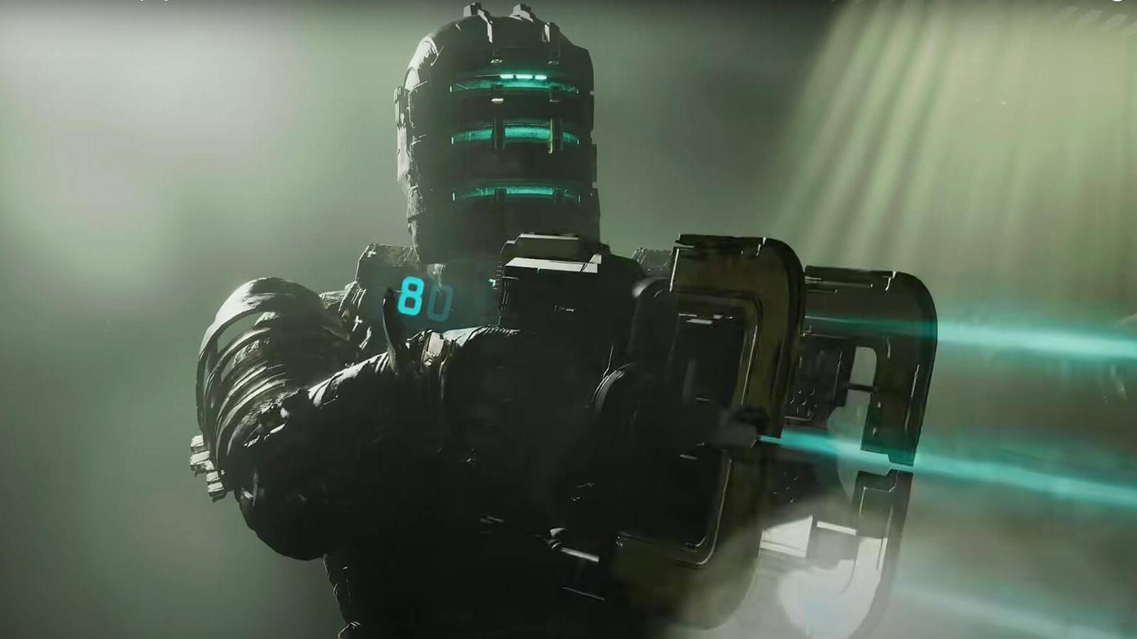 Isaac Raises his Weapon in Dead Space