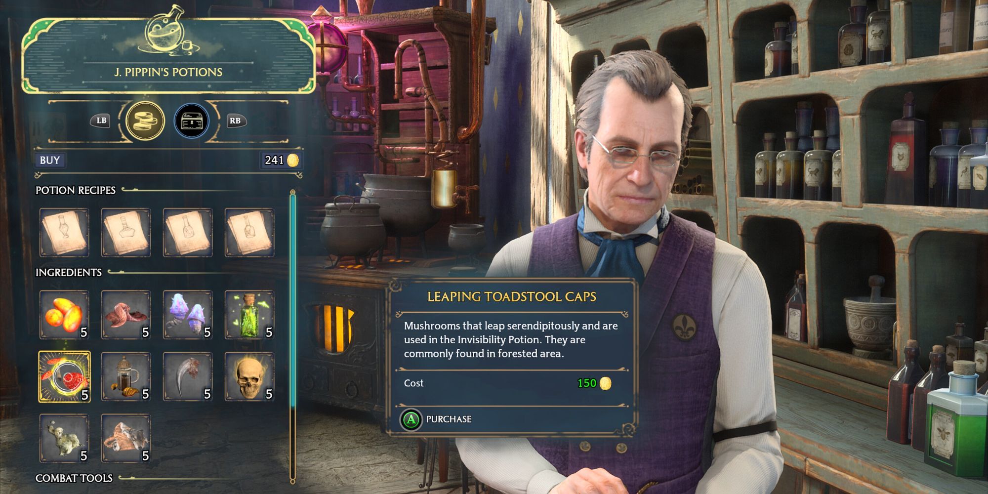 J Pippins Potions shop in Hogwarts Legacy