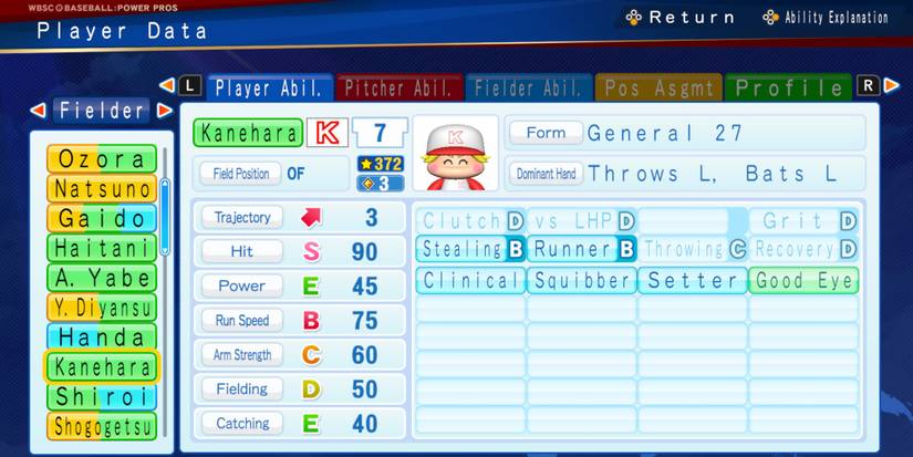 Izuru Kanehara in WSBC eBaseball: Power Pros