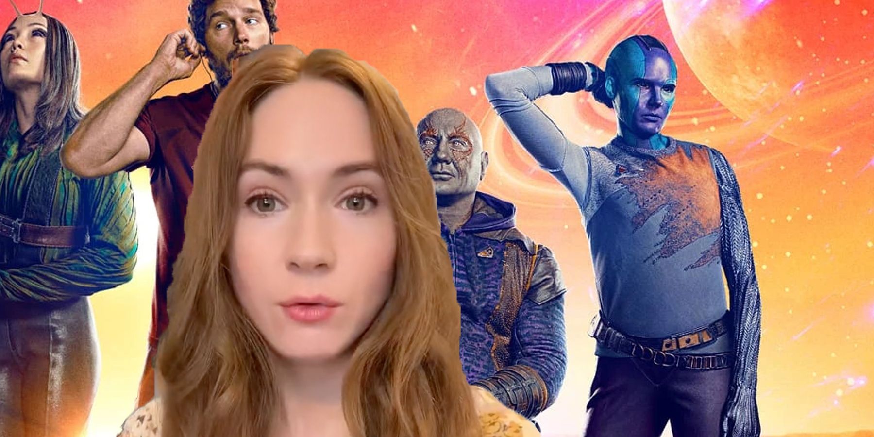 schetsen academisch College Karen Gillan Explains Her Weird Guardians Of The Galaxy 3 Poster Pose