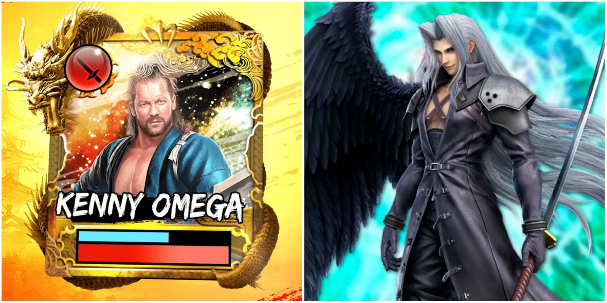 Kenny Omega in Like a Dragon: Ishin and Sephiroth in Super Smash Bros. Ultimate