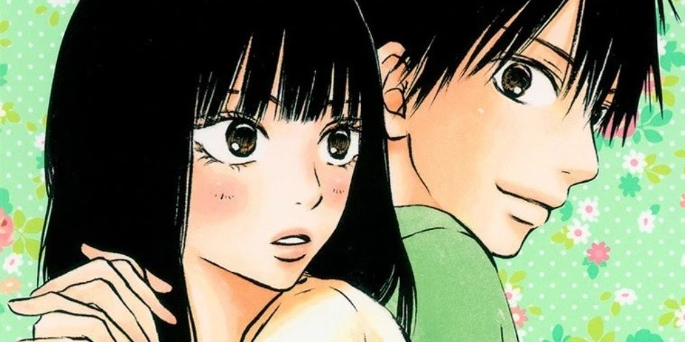 Sawako and Kazehaya as they appear in the Kimi ni Todoke manga