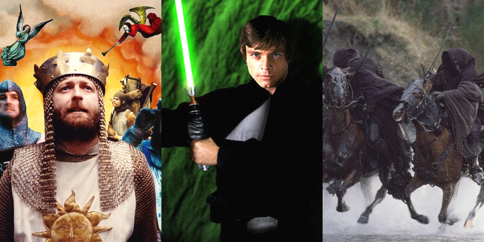 King Arthur and his knights in Monty Python and the Holy Grail, Luke Skywalker in Star Wars, Nazgul in The Lord Of The Rings