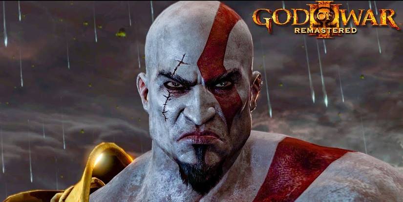 Kratos glaring at the screen