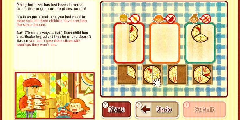 A pizza puzzle in Layton's Mystery Journey: Katrielle And The Millionaires' Conspiracy