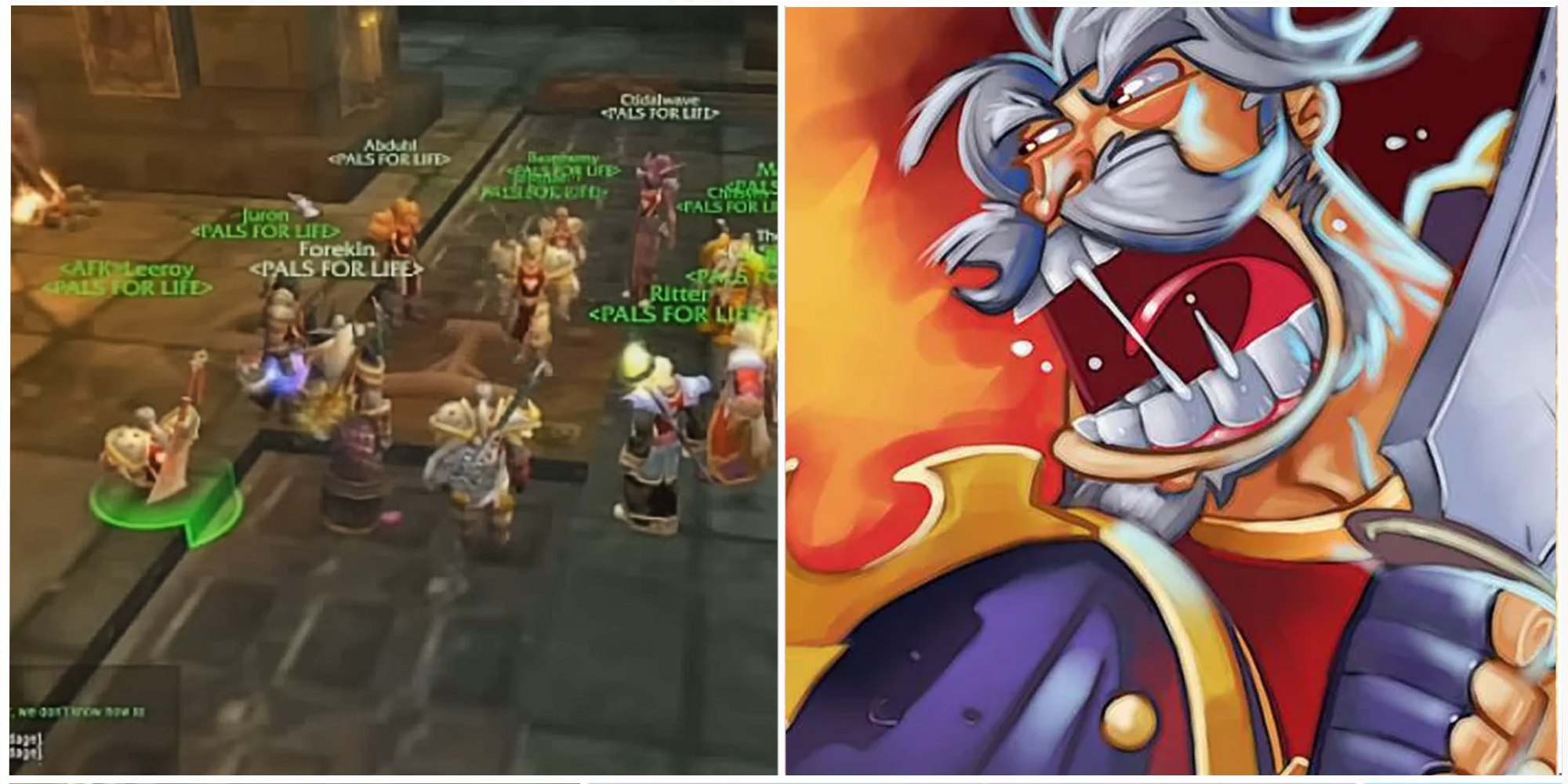 Leeroy Jenkins and the PALS FOR LIFE guild in the World of Warcraft video