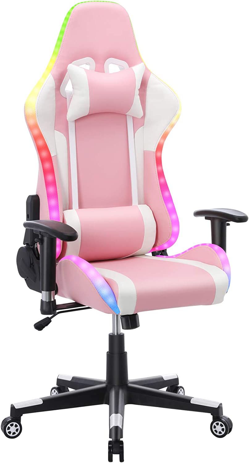 YOUTHUP RGB LED Pink Gaming Chair