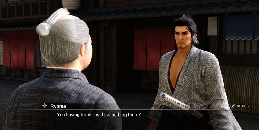 Like a Dragon Ishin encountering the school teacher