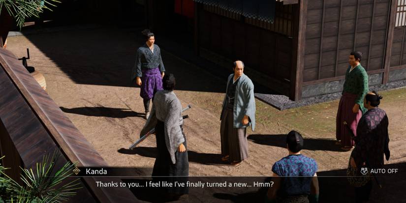 Like a Dragon Ishin - Ryoma and Kando surrounded by kindappers
